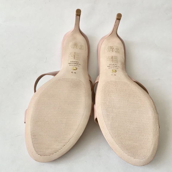 Stuart Weitzman Soiree Sleek 75 Sandal Stiletto Heel Poudre Leather Pumps 8.5 - Picture 11 of 16